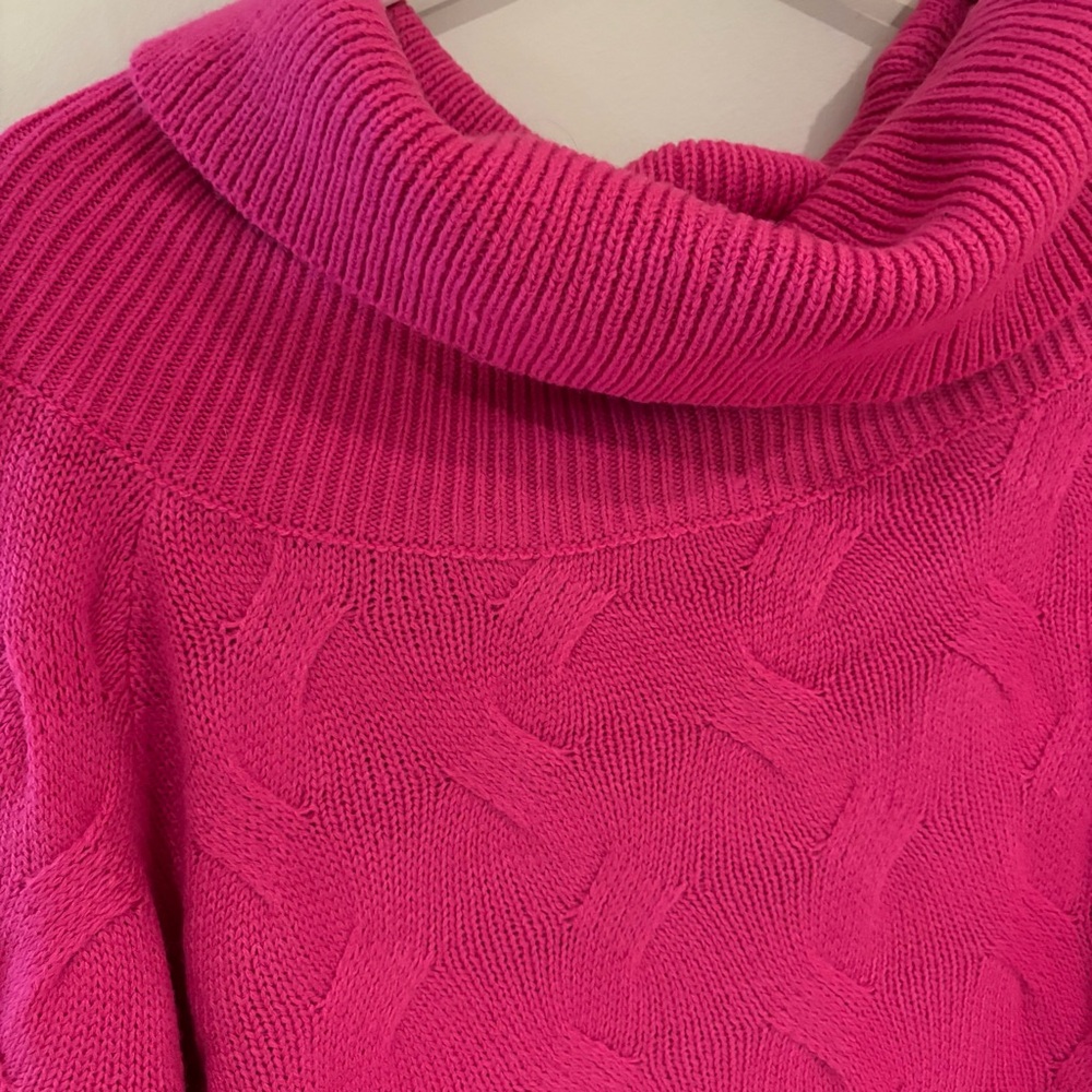 Hot Pink Knit Cowl Neck Sweater 1XL - Picture 2 of 6